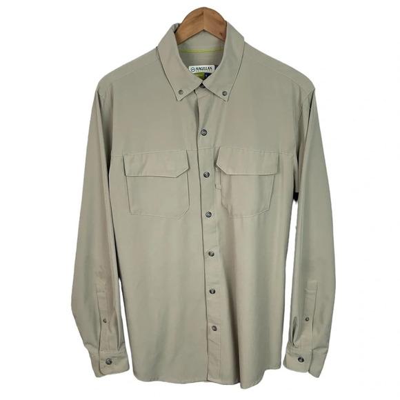 BF923 Mens Magellan Outdoors Mag Wick Loose Fit Performance Button Shirt S - Picture 1 of 5